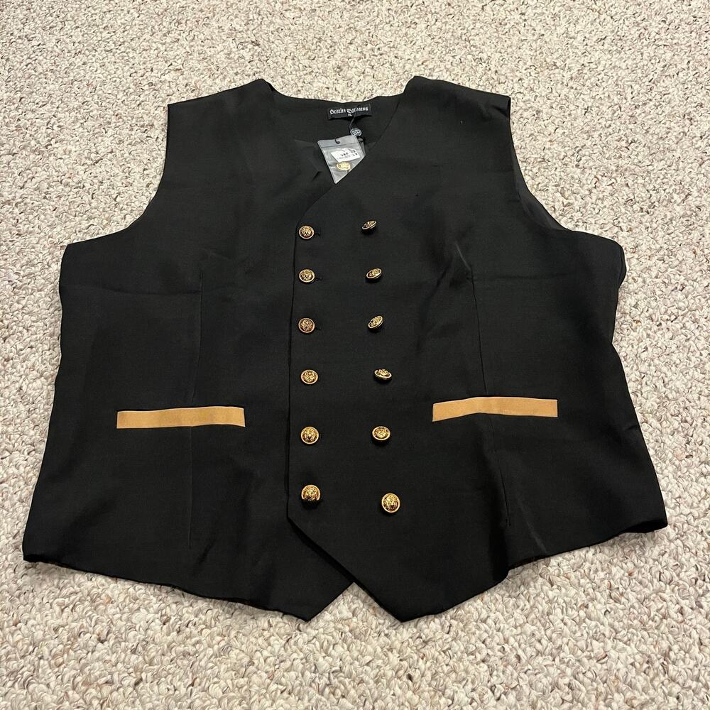 NEW Scarlet Darkness Mens Double Breasted Vest XL Black Gold Grunge Costume